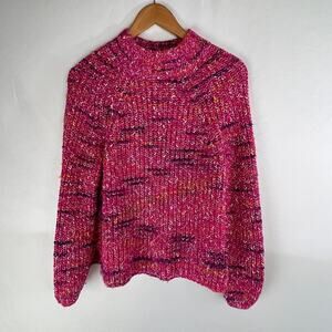 Gap Women's Marled Sweater Size Medium Pink Turtleneck Chunky Top
